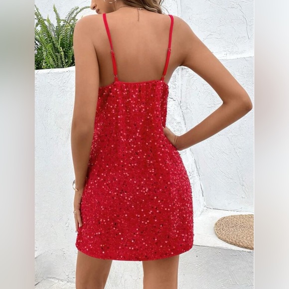 Red Sequin Cami Dress - Picture 2 of 10
